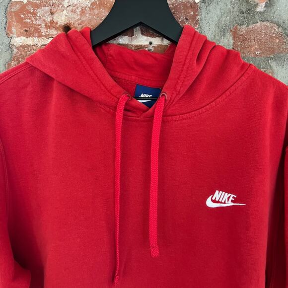 VTG 80s Nike Blue Label Men's Red Swoosh Hoodie Sweatshirt L - Picture 1 of 5